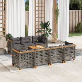 Set of garden sofas and cushions 8 pieces synthetic rattan gray by , Garden sets - Ref: Foro24-3261753, Price: 666,42 €, Disc...