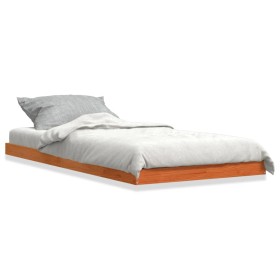 Estructura de cama madera maciza pino marrón cera 100x200 cm de , Camas y somieres - Ref: Foro24-847152, Precio: 61,29 €, Des...