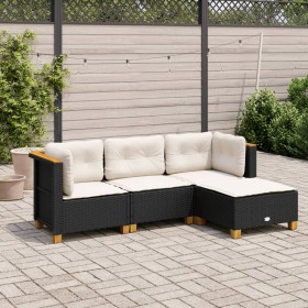 4-piece garden sofa set with black synthetic rattan cushions by , Garden sets - Ref: Foro24-3261779, Price: 305,15 €, Discoun...