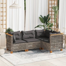 Set mit 4 Gartensofas und Kissen synthetisches Rattangrau von , Gartensets - Ref: Foro24-3261801, Preis: 366,76 €, Rabatt: %