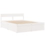 Bed frame with white pine wood drawers 140x200 cm by , Beds and slatted bases - Ref: Foro24-3282349, Price: 347,83 €, Discoun...