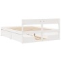 Bed frame with white pine wood drawers 140x200 cm by , Beds and slatted bases - Ref: Foro24-3282349, Price: 347,83 €, Discoun...