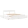 Bed frame with white pine wood drawers 140x200 cm by , Beds and slatted bases - Ref: Foro24-3282349, Price: 347,83 €, Discoun...