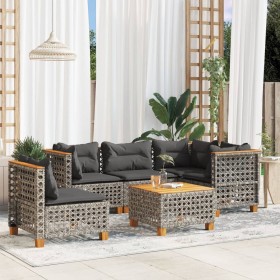 6-piece garden furniture set with gray synthetic rattan cushions by , Garden sets - Ref: Foro24-3261843, Price: 489,88 €, Dis...