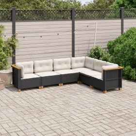 Set aus 6-teiligen Gartensofas und Kissen Kunstrattan schwarz von , Gartensets - Ref: Foro24-3261857, Preis: 480,98 €, Rabatt: %