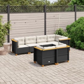 7-piece garden sofa set with black synthetic rattan cushions by , Garden sets - Ref: Foro24-3261881, Price: 584,59 €, Discoun...