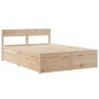 Solid pine wood bed frame with cushions 140x190 cm by , Beds and slatted bases - Ref: Foro24-3282354, Price: 311,13 €, Discou...