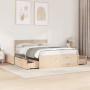 Solid pine wood bed frame with cushions 140x190 cm by , Beds and slatted bases - Ref: Foro24-3282354, Price: 311,13 €, Discou...