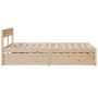 Solid pine wood bed frame with cushions 140x190 cm by , Beds and slatted bases - Ref: Foro24-3282354, Price: 311,13 €, Discou...