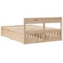 Solid pine wood bed frame with cushions 140x190 cm by , Beds and slatted bases - Ref: Foro24-3282354, Price: 311,13 €, Discou...