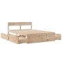 Solid pine wood bed frame with cushions 140x190 cm by , Beds and slatted bases - Ref: Foro24-3282354, Price: 311,13 €, Discou...