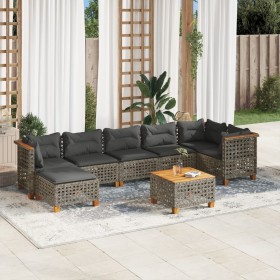 Set of garden sofas and cushions 8 pieces synthetic rattan gray by , Garden sets - Ref: Foro24-3261933, Price: 630,63 €, Disc...