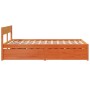 Bed frame with pine wood drawers, brown wax finish, 140x190 cm. by , Beds and slatted bases - Ref: Foro24-3282356, Price: 337...