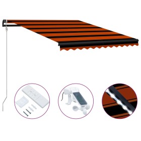 Orange and brown LED wind sensor retractable awning 350x250cm by vidaXL, Awnings - Ref: Foro24-3055297, Price: 483,99 €, Disc...