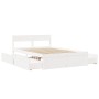 Bed frame with drawers made of white pine wood 120x190 cm by , Beds and slatted bases - Ref: Foro24-3282361, Price: 358,67 €,...