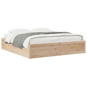 Solid pine wood bed frame 200x200 cm by , Beds and slatted bases - Ref: Foro24-3282363, Price: 200,53 €, Discount: %