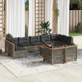 Garden sofa set 10 pieces with gray synthetic rattan cushions by , Garden sets - Ref: Foro24-3261999, Price: 816,92 €, Discou...