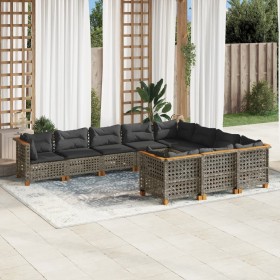 Garden sofa set 10 pieces with gray synthetic rattan cushions by , Garden sets - Ref: Foro24-3262035, Price: 860,73 €, Discou...