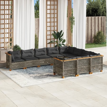 Garden sofa set 10 pieces with gray synthetic rattan cushions by , Garden sets - Ref: Foro24-3262035, Price: 861,46 €, Discou...