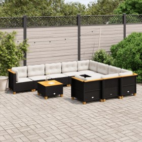 Garden sofa set 11 pieces and black synthetic rattan cushions by , Garden sets - Ref: Foro24-3262037, Price: 841,94 €, Discou...