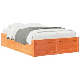 Estructura de cama madera maciza pino marrón cera 120x200 cm de , Camas y somieres - Ref: Foro24-3282380, Precio: 196,99 €, D...