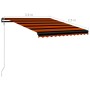 Orange and brown LED wind sensor retractable awning 350x250cm by vidaXL, Awnings - Ref: Foro24-3055297, Price: 483,64 €, Disc...