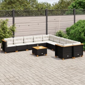 Set mit 11 Stück Gartensofas und Kissen synthetisches Rattan schwarz von , Gartensets - Ref: Foro24-3262049, Preis: 841,94 €,...