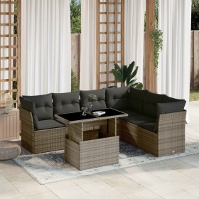 7-piece garden sofa set with gray synthetic rattan cushions by , Garden sets - Ref: Foro24-3266610, Price: 491,99 €, Discount: %