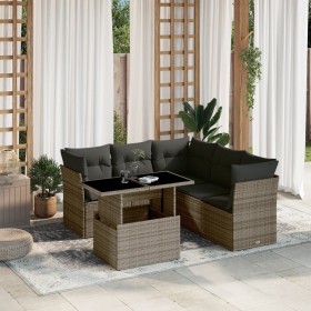 6-piece garden furniture set with gray synthetic rattan cushions by , Garden sets - Ref: Foro24-3266580, Price: 445,45 €, Dis...