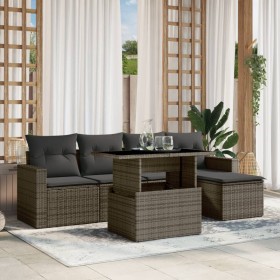 6-piece garden furniture set with gray synthetic rattan cushions by , Garden sets - Ref: Foro24-3267240, Price: 425,84 €, Dis...