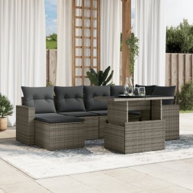 Set de sofás de jardín 7 pzas con cojines ratán sintético gris de , Conjuntos de jardín - Ref: Foro24-3267420, Precio: 484,99...