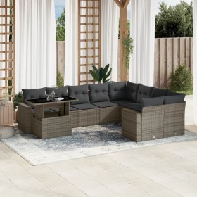 Garden sofa set 10 pieces with gray synthetic rattan cushions by , Garden sets - Ref: Foro24-3267510, Price: 694,62 €, Discou...