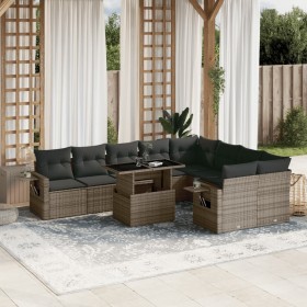 Garden sofa set 10 pieces with gray synthetic rattan cushions by , Garden sets - Ref: Foro24-3268130, Price: 736,26 €, Discou...