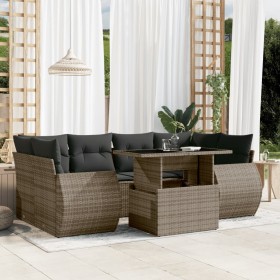 7-piece garden sofa set with gray synthetic rattan cushions by , Garden sets - Ref: Foro24-3268390, Price: 553,14 €, Discount: %