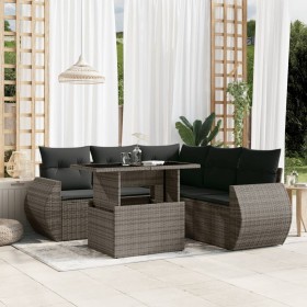 6-piece garden furniture set with gray synthetic rattan cushions by , Garden sets - Ref: Foro24-3268530, Price: 478,25 €, Dis...