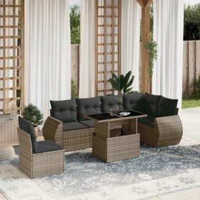 7-piece garden sofa set with gray synthetic rattan cushions by , Garden sets - Ref: Foro24-3268570, Price: 537,87 €, Discount: %