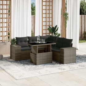 6-piece garden furniture set with gray synthetic rattan cushions by , Garden sets - Ref: Foro24-3269160, Price: 470,76 €, Dis...