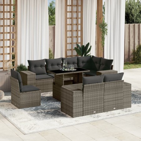 9-teiliges Gartenmöbel-Set und Kissen synthetisches Rattangrau von , Gartensets - Ref: Foro24-3269300, Preis: 717,69 €, Rabat...