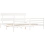 Double bed frame with white solid wood headboard by vidaXL, Beds and slatted bases - Ref: Foro24-3195107, Price: 146,79 €, Di...