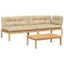 Garden pallet sofa set with 3-piece acacia wood cushions. by , Outdoor sofas - Ref: Foro24-3209321, Price: 438,07 €, Discount: %