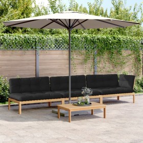 Garden pallet sofa set with 4 acacia wood cushions. by , Outdoor sofas - Ref: Foro24-3209328, Price: 572,80 €, Discount: %