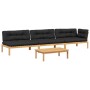 Garden pallet sofa set with 4 acacia wood cushions. by , Outdoor sofas - Ref: Foro24-3209328, Price: 572,99 €, Discount: %