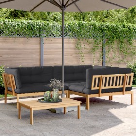 Garden pallet sofa set with 4 acacia wood cushions. by , Outdoor sofas - Ref: Foro24-3209361, Price: 685,42 €, Discount: %