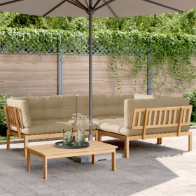 Garden pallet sofa set with 4 acacia wood cushions. by , Outdoor sofas - Ref: Foro24-3209363, Price: 687,00 €, Discount: %