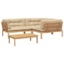 Garden pallet sofa set with 4 acacia wood cushions. by , Outdoor sofas - Ref: Foro24-3209363, Price: 687,00 €, Discount: %