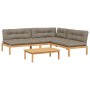 Garden pallet sofa set with 4 acacia wood cushions. by , Outdoor sofas - Ref: Foro24-3209335, Price: 625,40 €, Discount: %