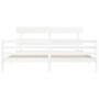 Double bed frame with white solid wood headboard by vidaXL, Beds and slatted bases - Ref: Foro24-3195107, Price: 146,79 €, Di...