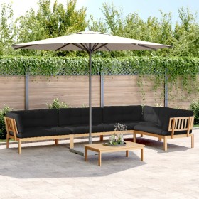 Set of garden pallet sofas and cushions 5 pieces acacia wood by , Outdoor sofas - Ref: Foro24-3209412, Price: 874,99 €, Disco...