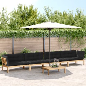 Set of garden pallet sofas and cushions 5 pieces acacia wood by , Outdoor sofas - Ref: Foro24-3209382, Price: 811,99 €, Disco...