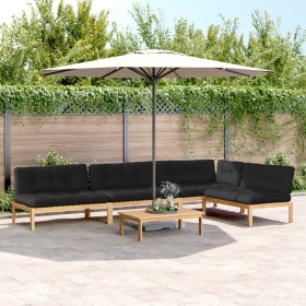 Garten-Palettensofa-Set mit 5-teiligen Kissen aus Akazienholz. von , Outdoor-Sofas - Ref: Foro24-3209340, Preis: 776,99 €, Ra...